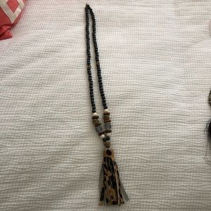 Super cute leopard fur tassel beaded necklace